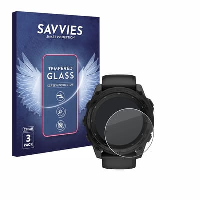 Savvies - Glas Screenprotector voor Garmin Tactix 8 Solar (51 mm) - Gehard Beschermglas 9H 3 Stuks