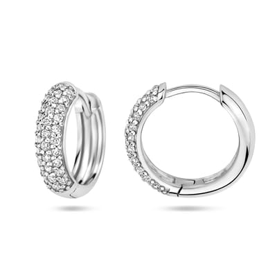 YO&NO Klapoorringen Dames - zirkonia - Sieraden Vrouw - Gerhodineerd - Zilver 925