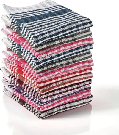 Set van 12 Katoenen Keukendoeken en Servetten - Absorberend en Veelzijdig - 30x50 cm - Multicolor