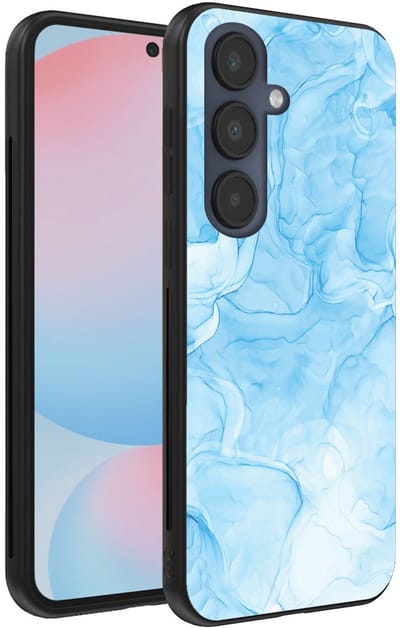 Smartphonica Telefoonhoesje Geschikt voor Samsung Galaxy S24 FE met marmer opdruk - TPU backcover case marble design - Lichtblauw geschikt voor Samsung Galaxy S24 FE