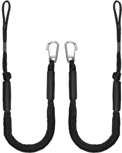 Bungee Dock Line Bootaanmeertouw - Spatlijn met Oog en Haken - Bootaccessoires voor Kajaks, Jetski, Pontoon en Kano - 2 Stuks