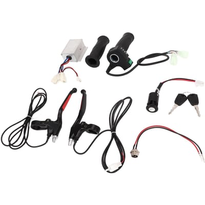 Contrôleur 12V 250W à balais Poignée tournante 4 vitesses Levier de frein Ensemble de serrures de porte électriques Vélo électrique Vélo black