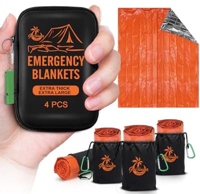 4-pack waterdichte thermische nooddeken - compact en lichtgewicht voor outdoor, wandelen en kamperen