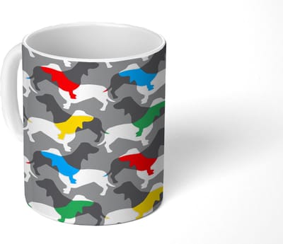 Mok - Koffiemok - Honden - Teckel - Patronen - Mokken - 350 ML - Beker - Koffiemokken - Theemok