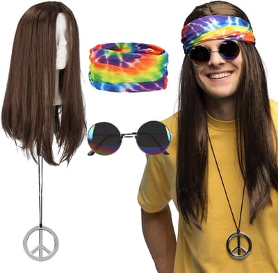 Boland - Set Hippie John - Volwassenen - Mannen - Hippie - Accessoireset - 60's & 70's - Flower Power - Carnaval - Themafeest