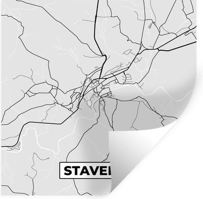 Muurstickers - Sticker Folie - Stadskaart – Zwart Wit - Kaart – Stavelot – België – Plattegrond - 100x100 cm - Plakfolie - Muurstickers Kinderkamer - Zelfklevend Behang XXL - Zelfklevend behangpapier - Stickerfolie