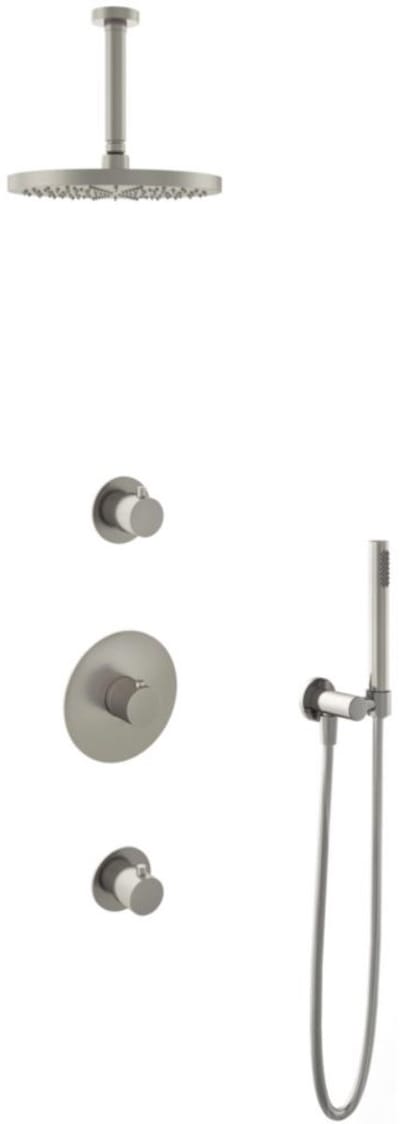 Hotbath Buddy - Inbouw Regendoucheset - 2 Stopkranen - Thermostatisch - Plafondbuis 15 cm - Hoofddouche 250 mm - Staafhanddouche - Waterbesparend - V02
