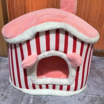 Hondenhok Is Warm In De Winter  Verwijderbaar en Wasbaar  Huis-type Hondenhok  Geschikt voor Alle Seizoenen  Kleine Hond Winter Semi-gesloten Benodigdheden 45* 40* 28cm