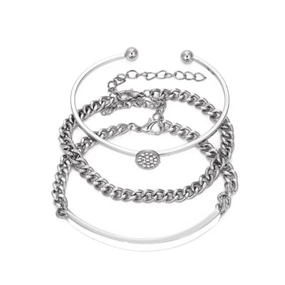 Sorprese Armband - Silver Tides - Zilverkleurig - Armband Dames - 3-Delige Armbandenset - Cadeau - Model U