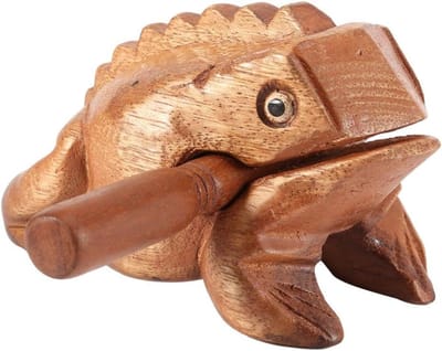 Houten Kikker Guiro - Muziek Instrument - Muziek Maken - Massief Houten Rasp - 6CM - Houtkleur