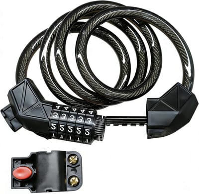 Fietsslot - Combinatieslot - Diefstal Beveiligen - 5-Cijferig Slot - 120 cm / 12 mm - Zwart