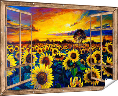 Gards Tuinposter Abstracte Kunst - Kampvuur - 60x40 cm - Tuindoek - Tuindecoratie - Wanddecoratie buiten - Tuinschilderij