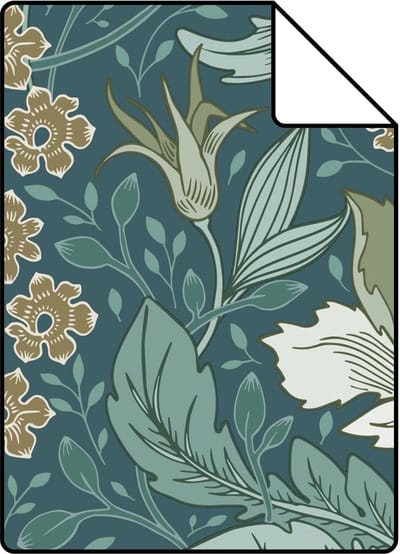 Proefstaal ESTAhome behang vintage bloemen in art nouveau stijl vergrijsd zeegroen - 26.5 x 21 cm - 131082-S