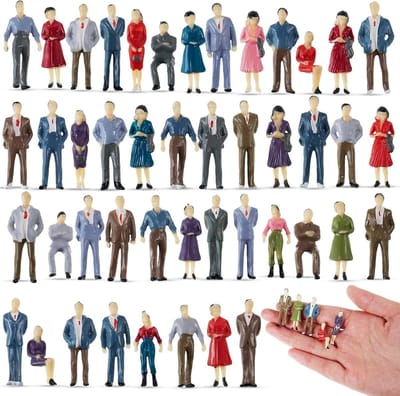 Miniatuur Figuren - Modelspoor Poppetjes - Modelbouw Decoratie - Handgeschilderd Realistisch - 1:50 Schaal - Multicolour