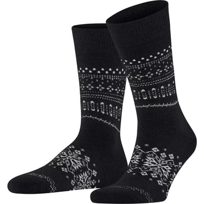 FALKE Sky Limit gedessineerd wol viscose kasjmier sokken heren zwart - maat 39-42