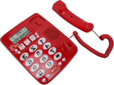 Vaste Telefoon - Huistelefoon Kantoor - Thuisgebruik Kantoor - Snelkiezen Twee Stappen - 22 x 22 x 7 cm - Rood