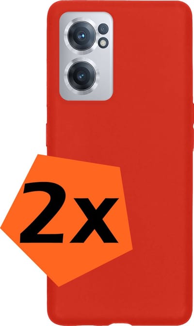 Hoes - 2 Stuks - Geschikt voor OnePlus Nord CE 2 - Sterk & Shockproof - Case Siliconen - Back Cover - Telefoon Hoes - Rood