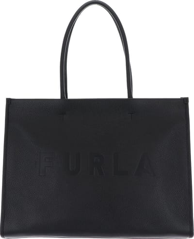 FURLA Leren Schoudertas Shopper Opportunity Tote Bag Nero Zwart