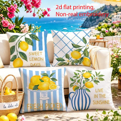 4 pièces housse de coussin rayée italienne « Ciao Bella » décoration de terrasse extérieure housse de coussin décoration de chambre à coucher maison taie d'oreiller 40x40cm