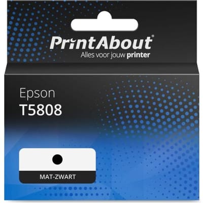 PrintAbout Inktcartridge T5808 Mat-zwart geschikt voor Epson