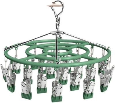 Droogrek voor Kleding met 24 Clips, Rotatable en Windproof, Ideaal voor Sokken en Ondergoed