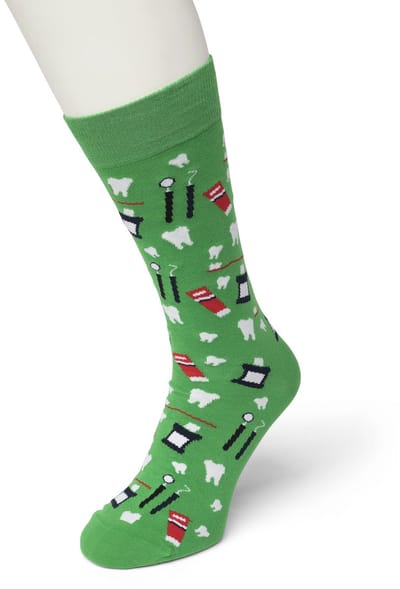 Bonnie Doon Heren Sokken met Tandarts Print maat 40/46 Groen - Thema Sokken - Tandheelkunde - Mondhygienist - Cadeau Sokken - Word je Happy en vrolijk van - Zacht Katoen met Gladde Teennaad - Comfortabel - Perfect Cadeau - Kelly Green - BT992107.258