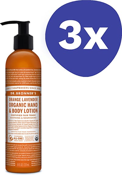 Dr. Bronner's Hand & Bodylotion Orange Lavender Organic (3x 236ml)