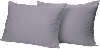 Set van 2 warme en zachte flanellen kussenslopen (kussensloop) effen GRIJS (heel lichtgrijs) FLANEL voor standaard hoofdkussen (op bed) 60 x 70 cm (aangenaam beddengoed slaapkamer)