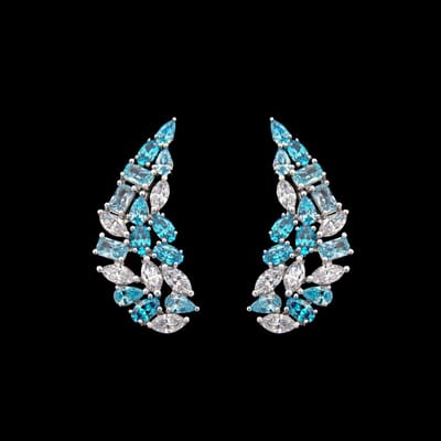 Victoria Valenza 925 Sterling Zilveren Oorbellen met Blauwe Zirkonia Stenen - Oorhangers - 925 sterling zilver - Zilverkleurig - Zirkonia
