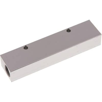 2xG 3/8'' x 4xG 1/8'' Aluminium Verdeelblok Eenzijdig 16 Bar - FL2-F-A-038G-018G-4MS