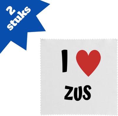 Akyol - i love zus brillendoekjes - Zus - de liefste zus - verjaardag - cadeautje voor zus - zus artikelen - kado - geschenk - 17,8 bij 17,8 cm - 2 stuks