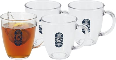 Excellent Houseware Koffie/thee glas - 4x - onbreekbaar kunststof - 380 ml - herbruikbaar - camping/kantine