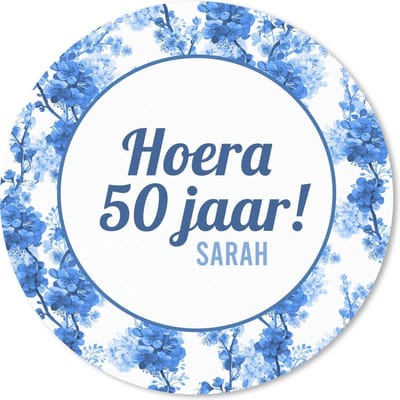 Muismat rond 20x20 cm - Mousepad Jubileum - 50 Jaar - Sarah - Bloem - Ronde muismatten