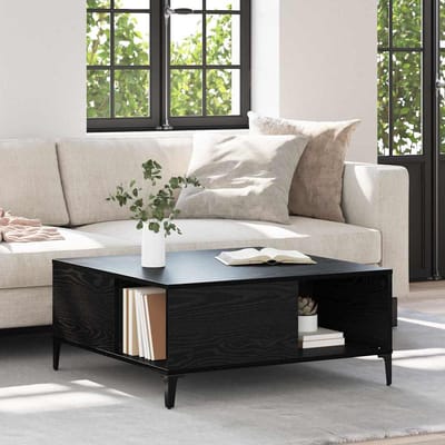 vidaXL - Salontafel - Zwart - Eiken - 80 - x - 80 - x - 36,5 - cm - Bewerkt - hout