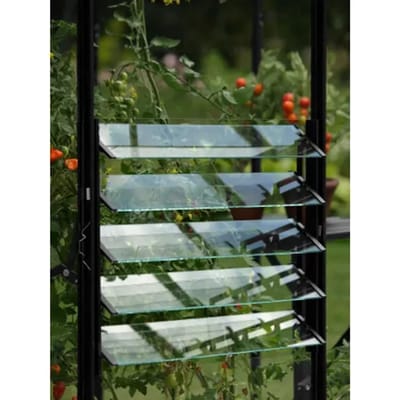 Kit Voor Louvreraam 61x45cm Zwart Aluminium + Kristalhelder Veiligheidsglas