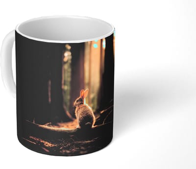 Mok - Koffiemok - Konijn - Bos - Zonnestralen - Mokken - 350 ML - Beker - Koffiemokken - Theemok