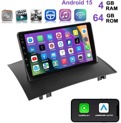 ESSGOO CarPlay autoradio geschikt voor Renault Megane 2 | 2002 t/m 2009 | Android 15 | Draadloos Apple CarPlay & Android Auto | 4GB + 64GB | 2002 2003 2004 2005 2006 2007 2008 2009 | Bluetooth & Wifi