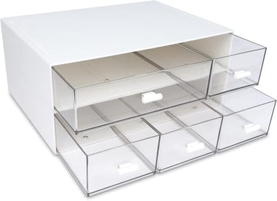 bureau-organizer met 5 lades, 2-laagse stapelbare bureau-opbergbox, bureau-organizer voor kantoorartikelen, huisopberging