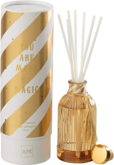 J-Line geurstokjes Magic - Sunlit Sands - glas - wit/goud - small