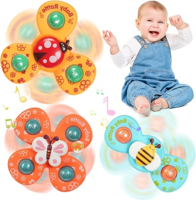 Spinning Finger Hand Spinner 3-Pack, Cartoon Bad Speelgoed, Sensorisch Fidget Speelgoed voor Kinderen van 1-6 Jaar