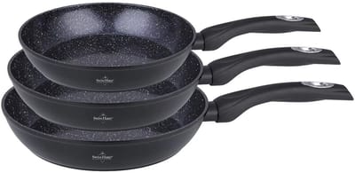 Swiss Haus® FP3B Pannenset Inductie - 3 Delige Koekenpannenset Ø 20/24/28 cm - PFAS Vrij - Koekenpan Voor Alle Warmtebronnen - Pannen Met Sapphire™ Antiaanbaklaag - Zwart