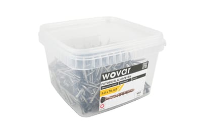 Wovar Voordeelemmer Potdekselschroeven Zwart RVS 410 5.0 x 70 mm Torx 25 Deeldraad | 450 stuks | Houtschroeven