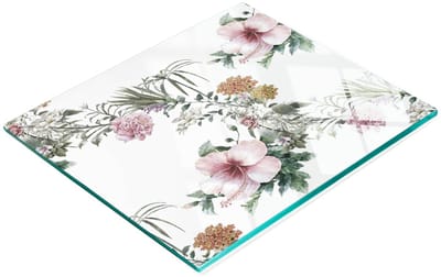 Decoratieve glazen serveerplank met bloemenpatroon, 60x52 cm