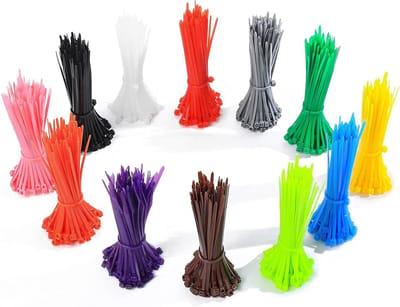 Kleurige Nylon Kabelbinders 1200 Stuks, 3mm x 100mm, UV-bestendig voor Thuis, Kantoor, Tuin en Werkplaats, 12 Kleuren