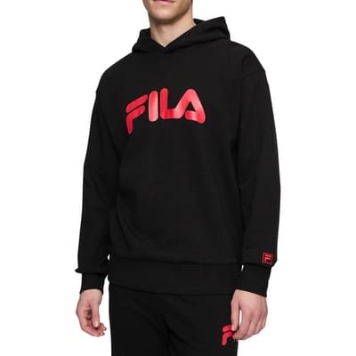 FILA Landogne Loose Hoodie Black-true Red Maat: XS | Hoodies Outlet | Heren | Zwart
