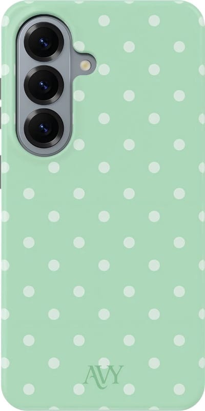 AVY Hoesje geschikt voor Samsung Galaxy S26 | Mint Breeze | Polka Dots | Matcha & Wit | Hard Shell Back Cover | Compatibel met MagSafe & Qi2