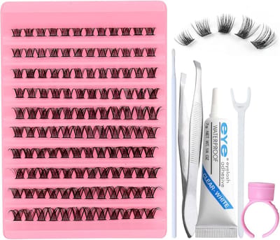 Allecto Plus - Wimperextensions Set met 120 Clusters Natuurlijke Valse Wimpers voor Volle Look