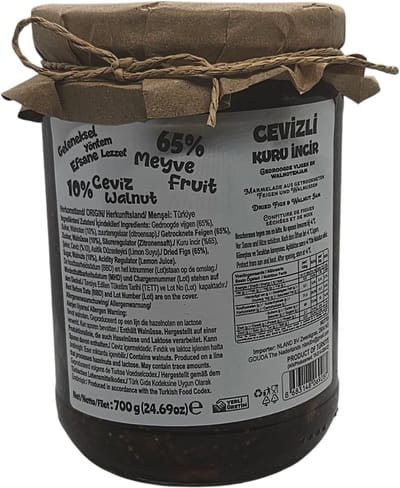 Gedroogde vijgen en walnoten jam ( 65% vijgen 10% walnoten ) 700 g - Cevizli Kuru incir receli (%65 incir, %10 ceviz) - Dried fig and walnut jam (65% figs 10% walnuts) 700 g