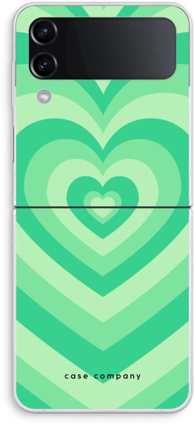 Case Company® - Hoesje geschikt voor Samsung Galaxy Z Flip4 hoesje - Hart Groen - Soft Cover Telefoonhoesje - Bescherming aan alle Kanten en Schermrand