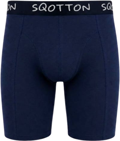 Heren boxershort - SQOTTON® - Lange Pijp - Marineblauw - Maat M